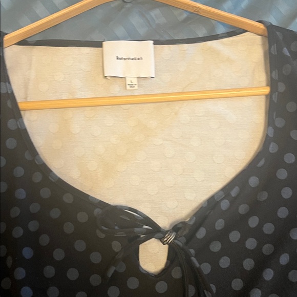 Reformation Black and Gray Polka Dot Mini Dress - Picture 2 of 3